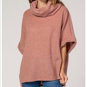 Cowl neck knit poncho